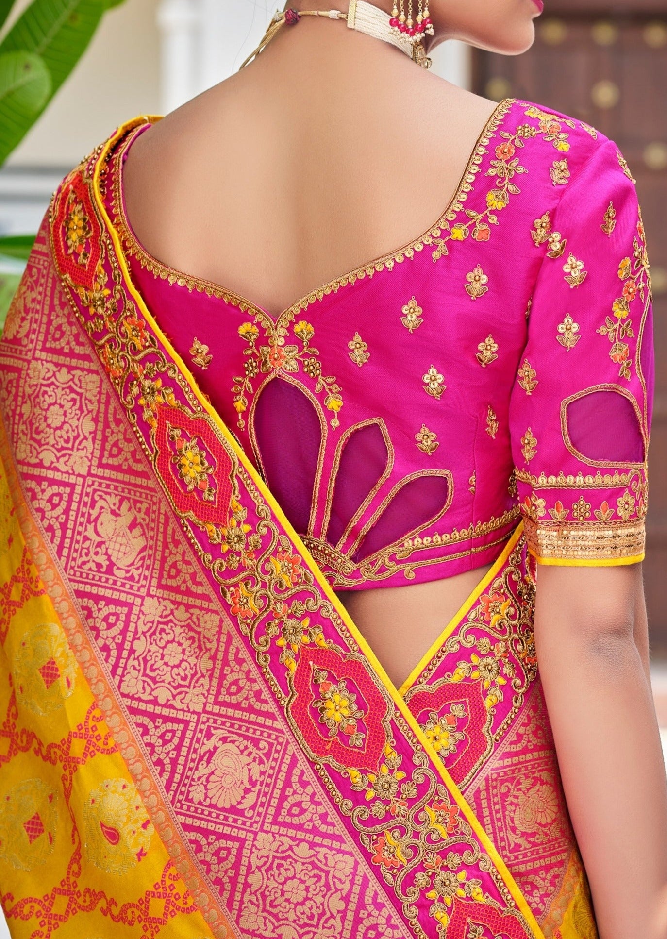 Handloom Banarasi Silk Mustard Yellow Bridal Saree