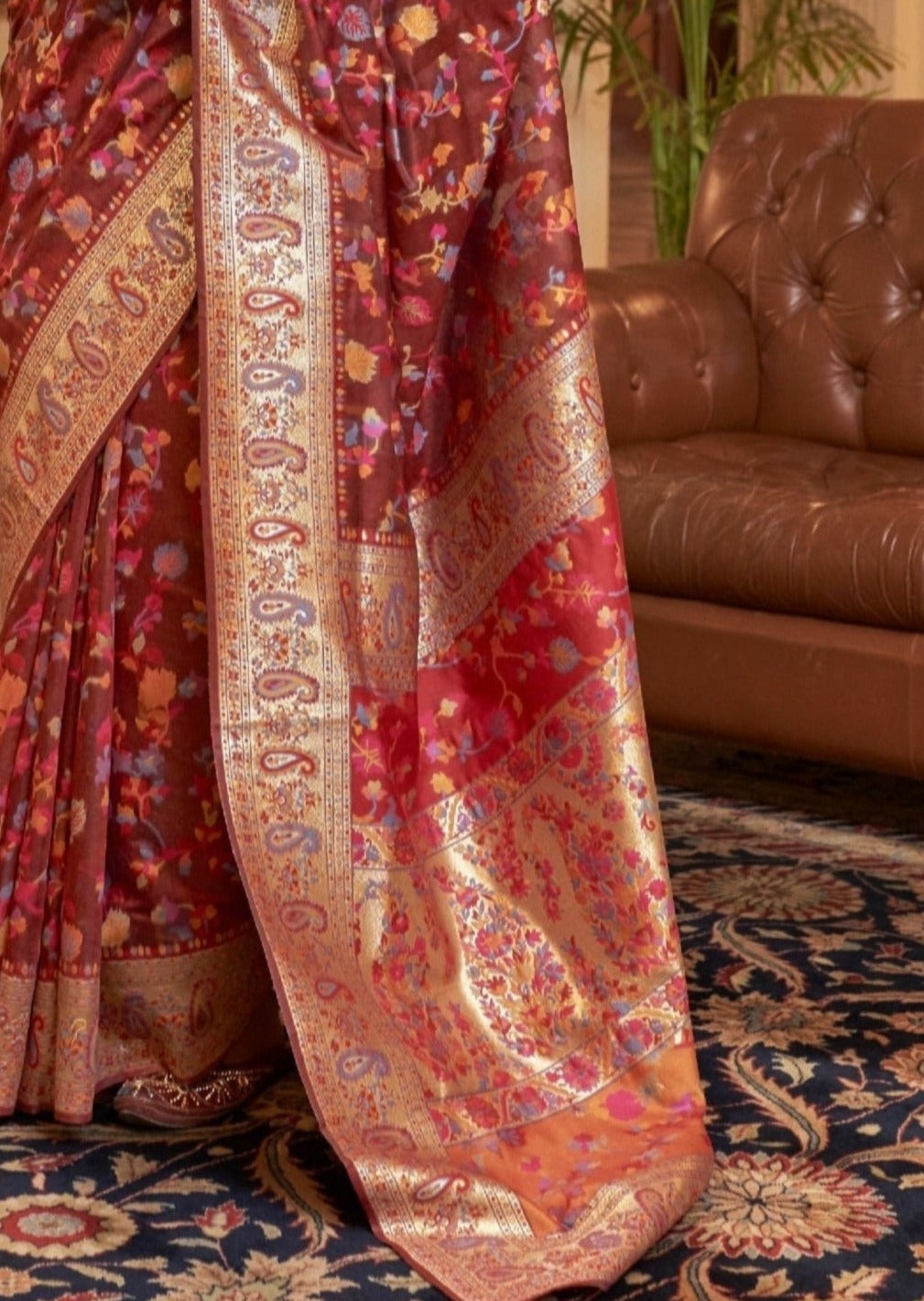 Buy Designer Bridal Maroon Sarees Online Shopping India for Wedding – Sunasa