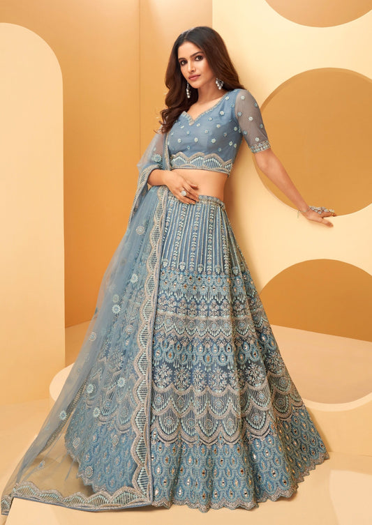 Light Blue Designer Bridal Lehenga