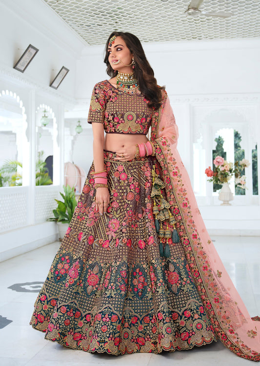 Designer Bridal Lehenga (Brown & Blue)