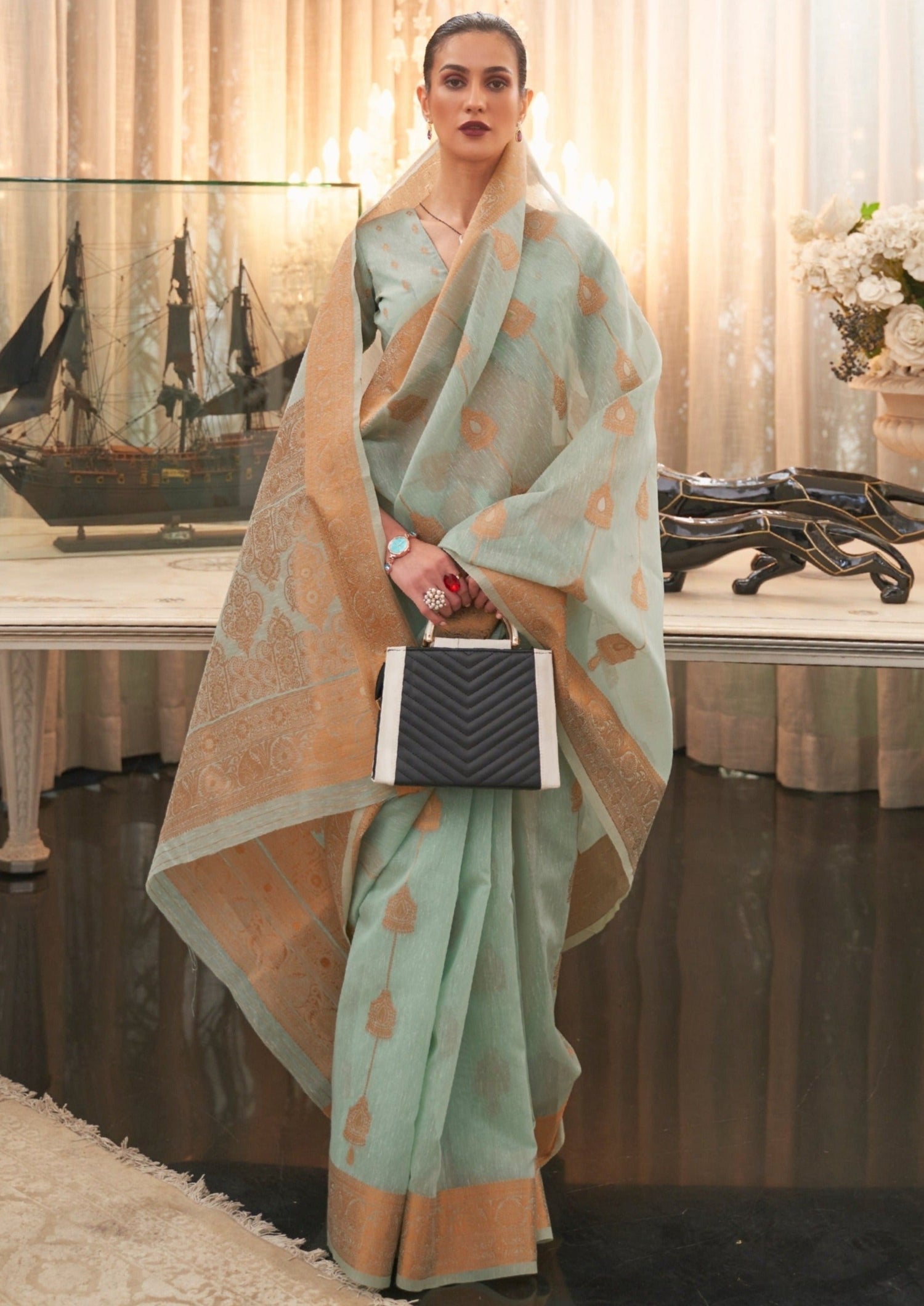 Pure linen saree online usa.