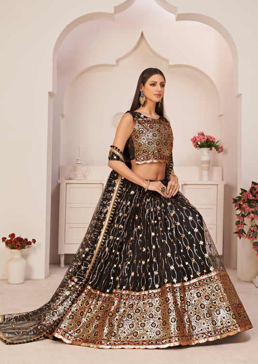 Golden and Black Lehenga Choli