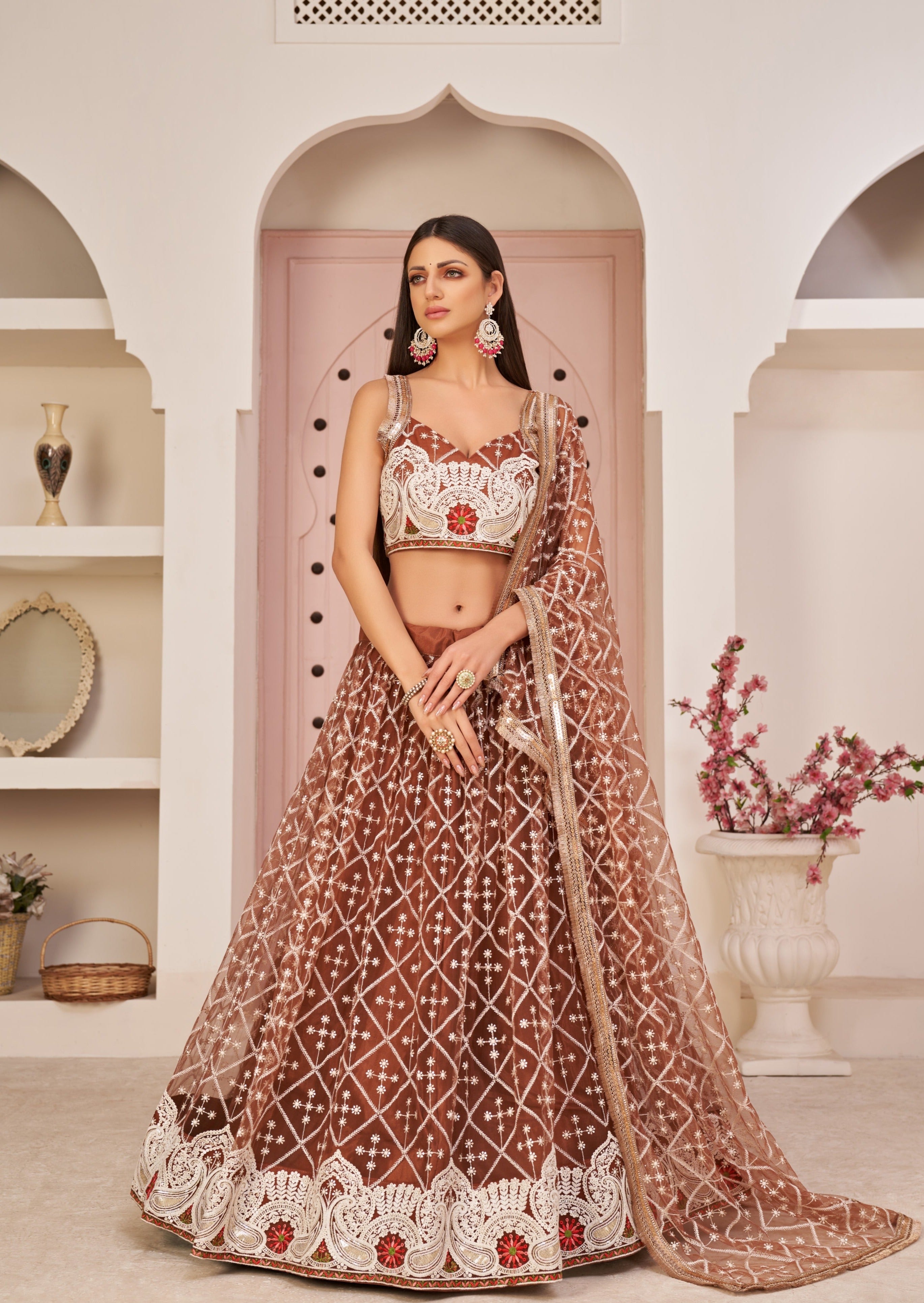 Rust Brown Color Bridal Lehenga Choli For Bride Online India USA UK ...