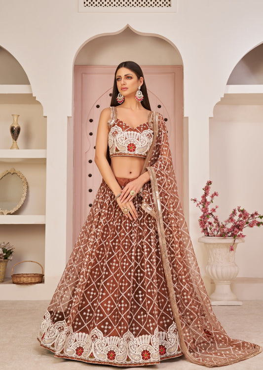 Rust Brown Bridal Lehenga Choli