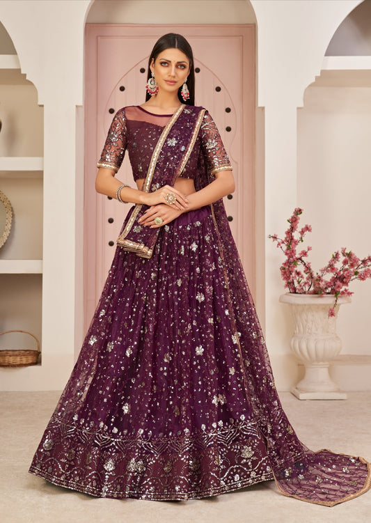 Violet Sequins Designer Lehenga Choli