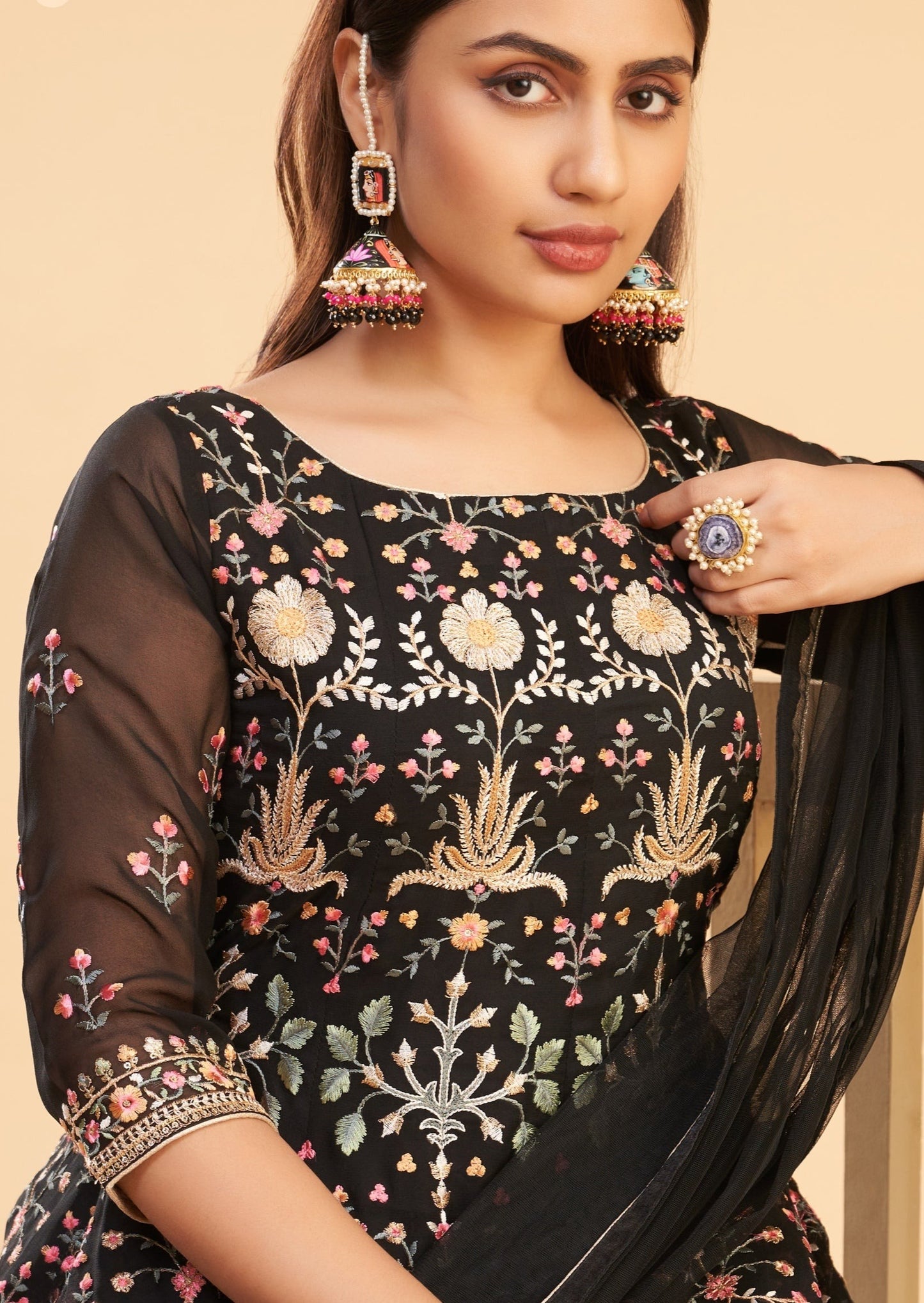 Black Anarkali Suit With Embroidery