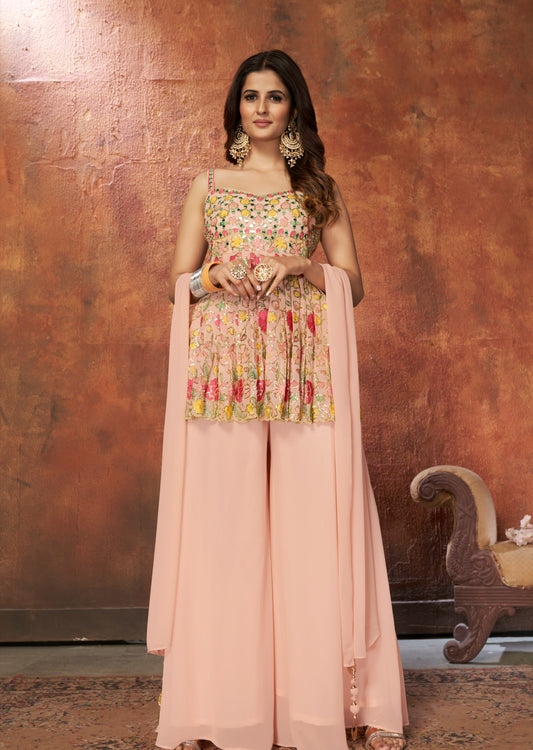 Ira Peach Short Anaarkali Suit