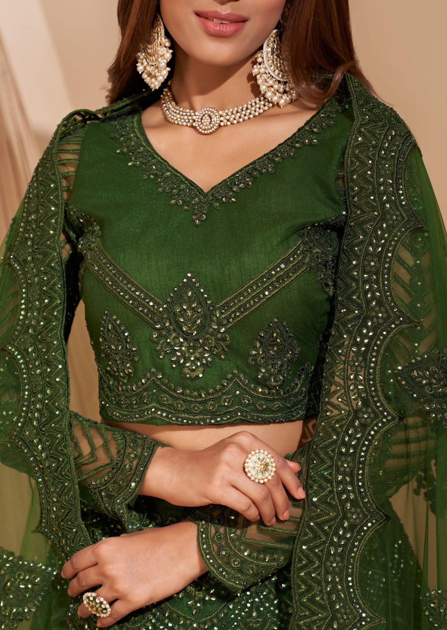 Mehendi Green Designer Lehenga Choli