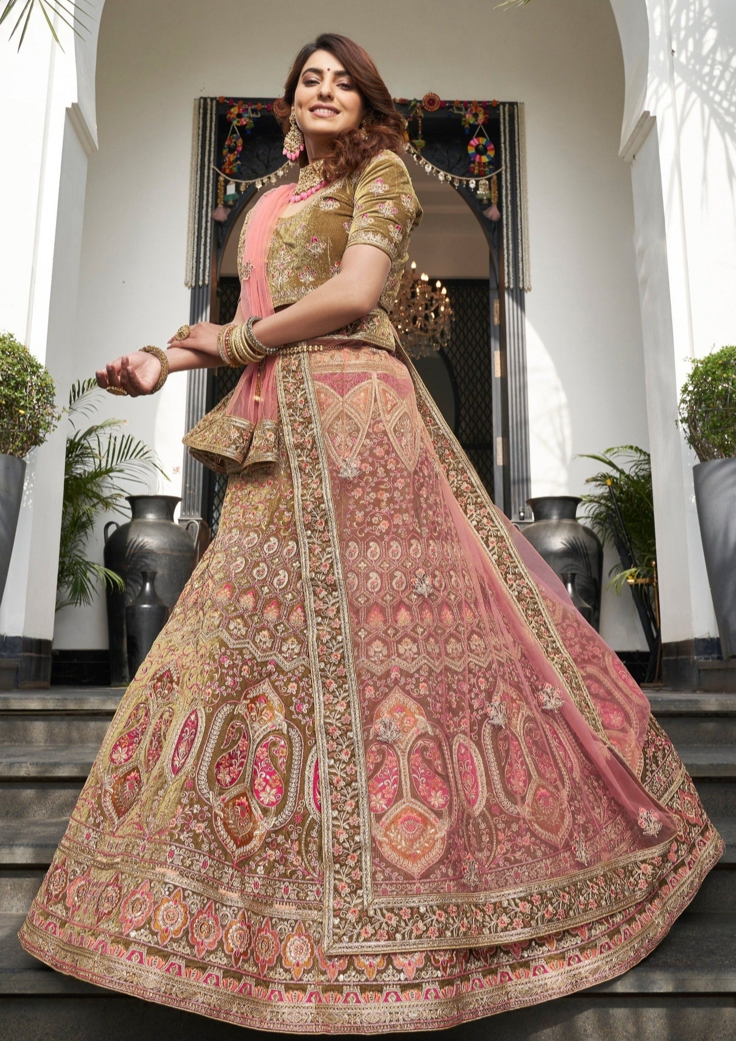 Brown Designer Bridal Lehenga Choli