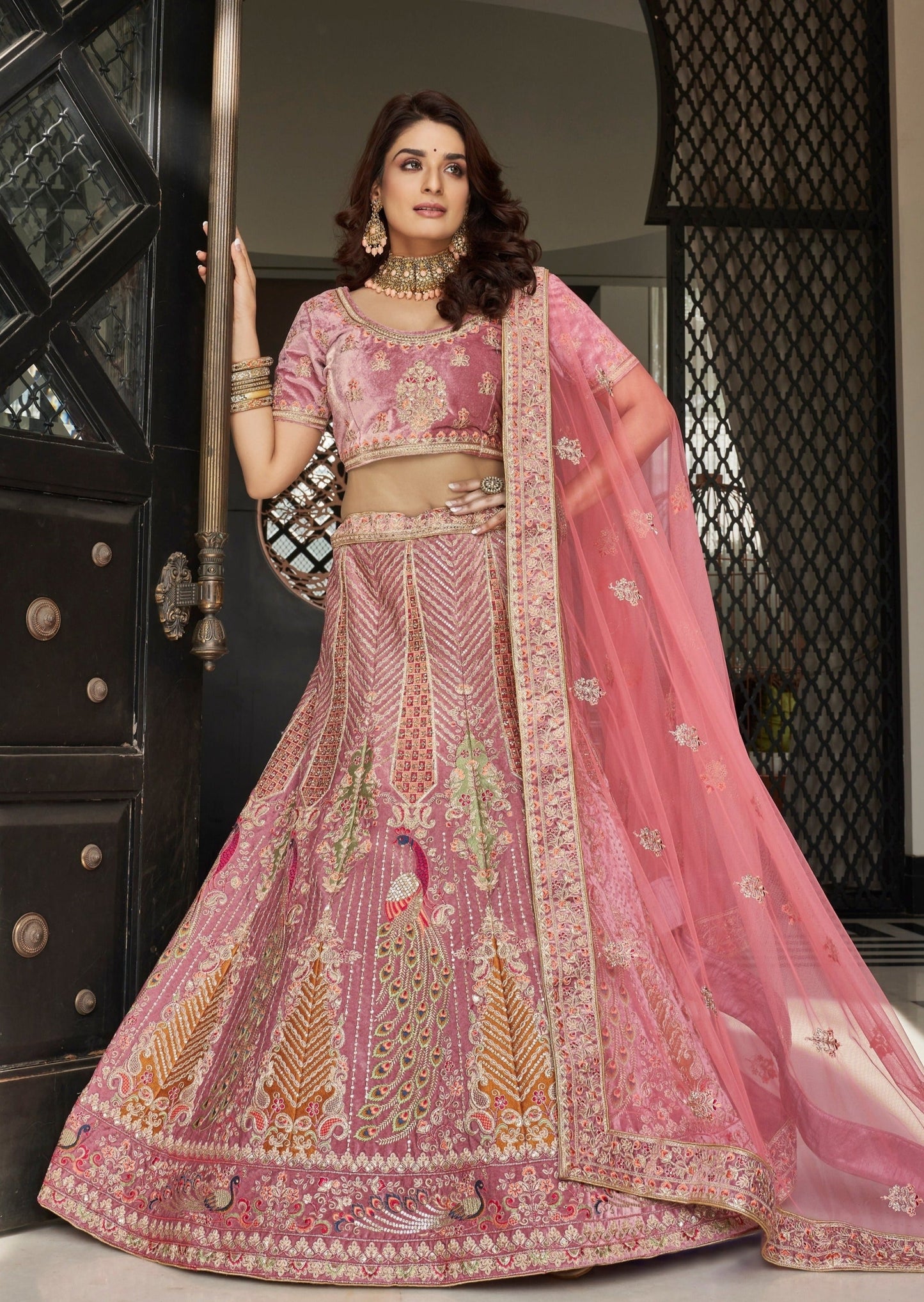 Designer Bridal Lehenga Choli (Blush Pink)