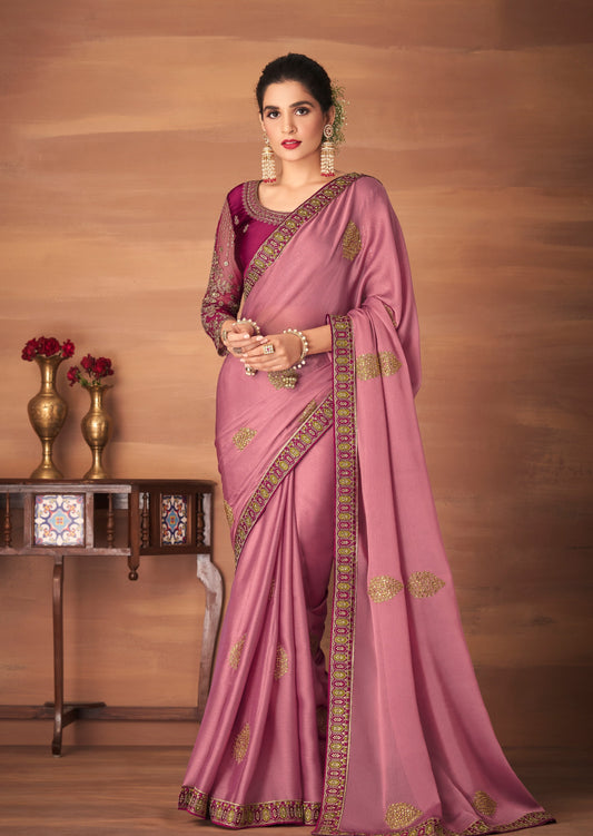 Gul Georgette Muave Pink Saree