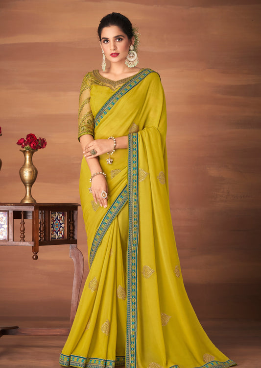 Gul Georgette Yellow Saree