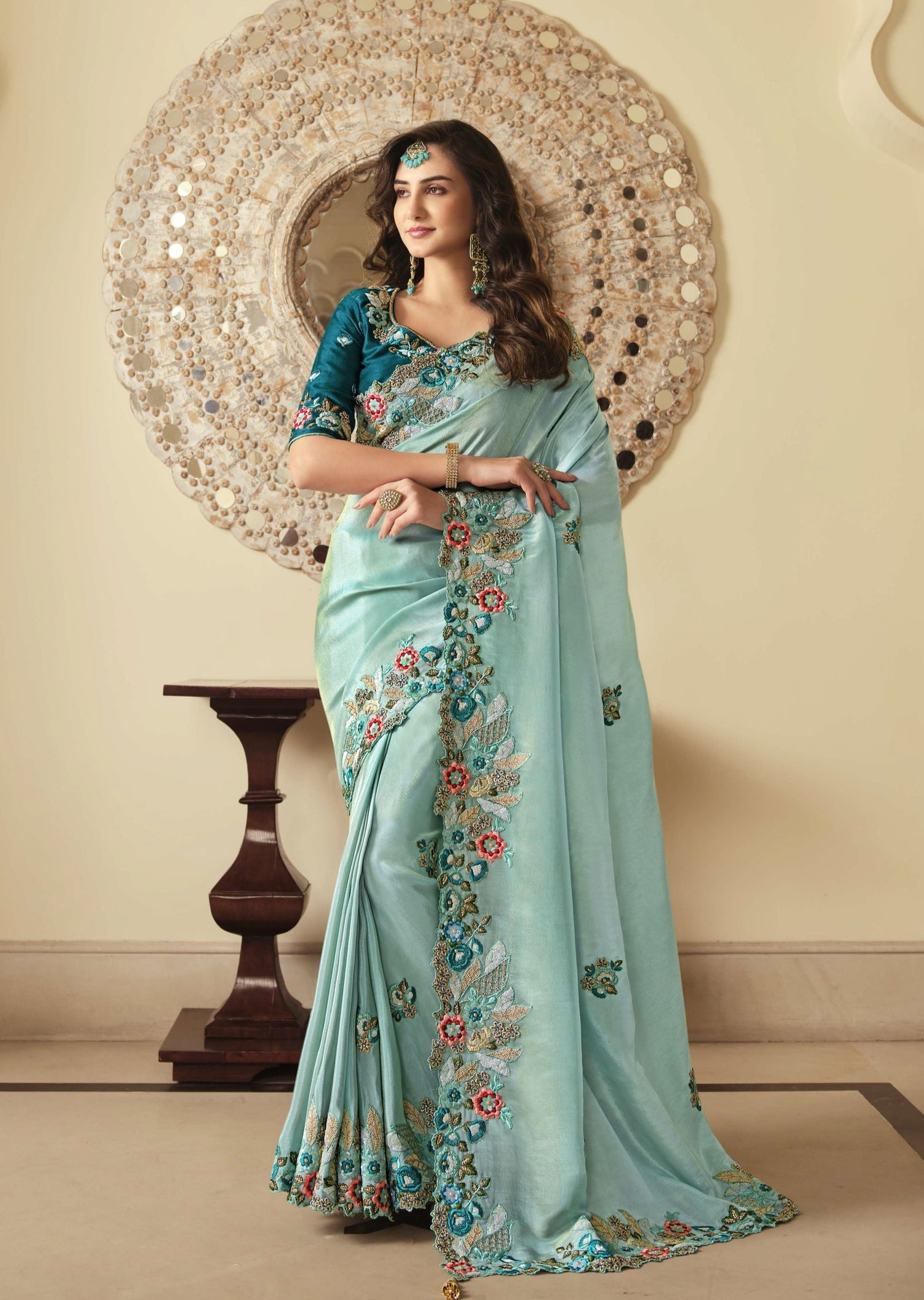 Blue Organza saree online