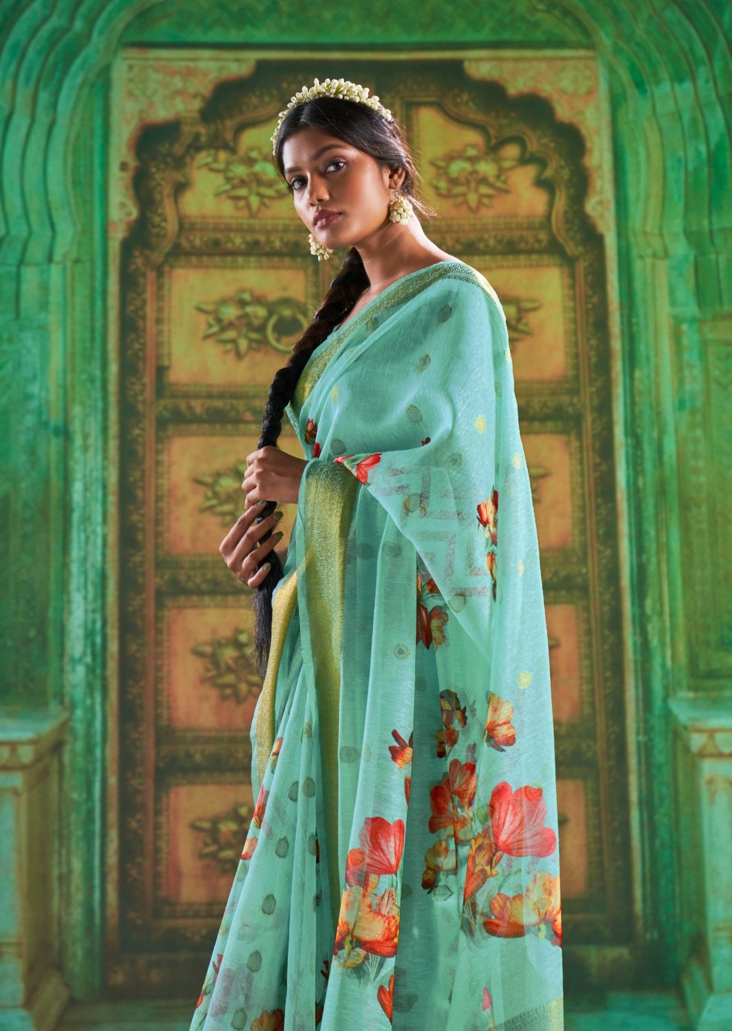 Pure linen in digital print saree | Saree, Pure linen, Printed sarees