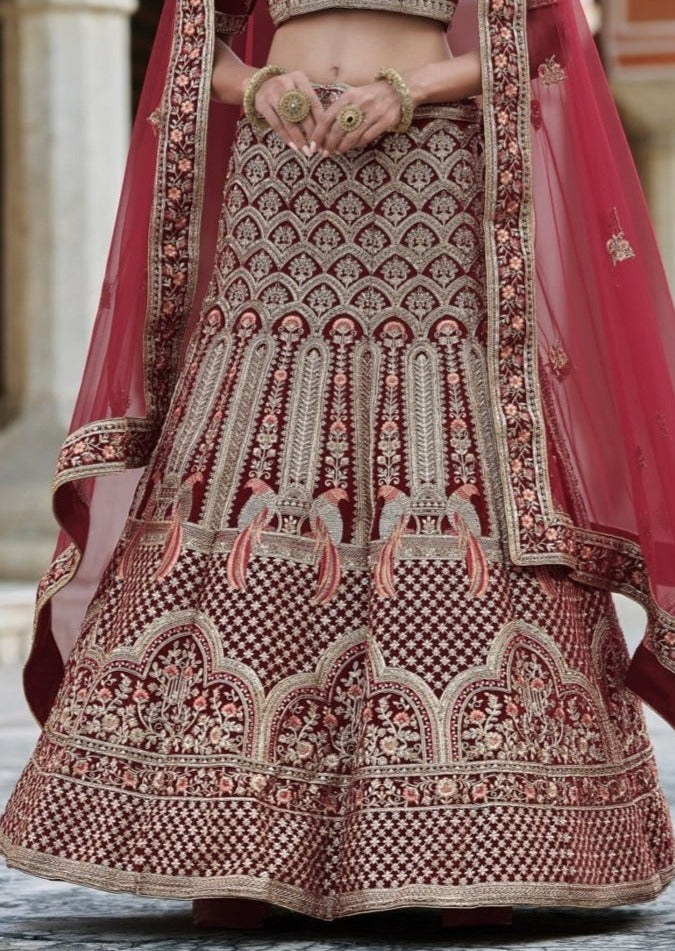 Maroon Red Bridal Lehenga Choli