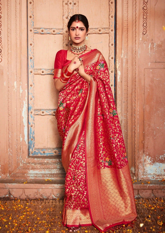 Red bridal silk sarees online.