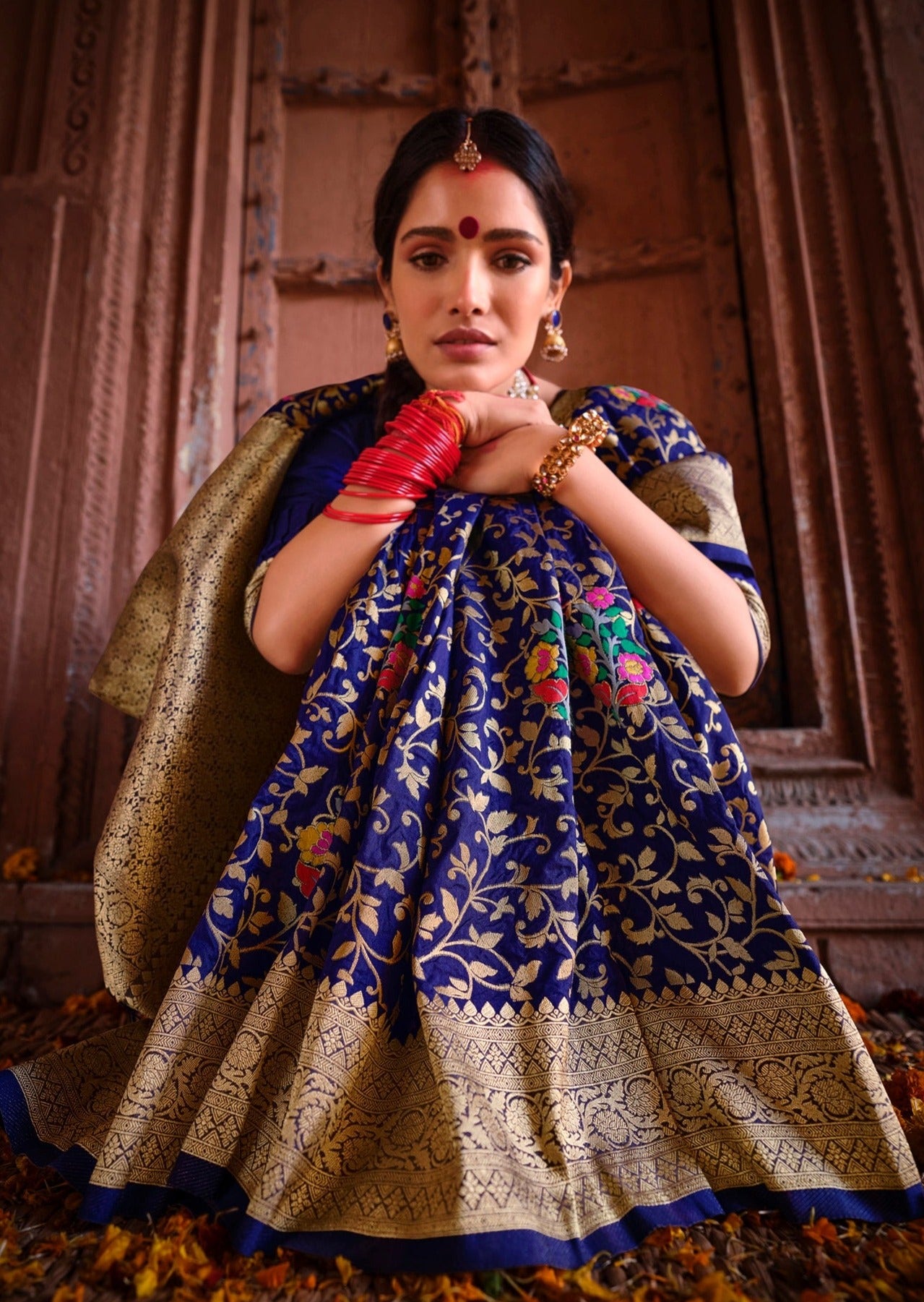 Parineeta: Banarasi Silk Royal Blue Bridal Saree