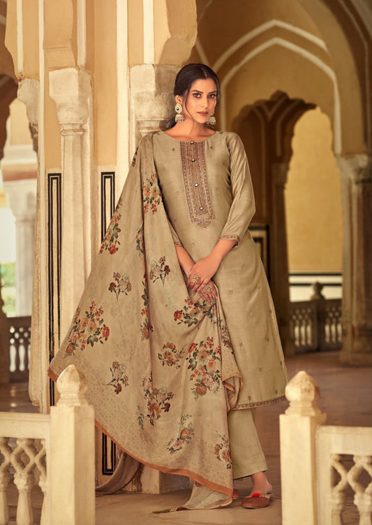 Shaira Cotton Silk Light Brown Salwaar Suit