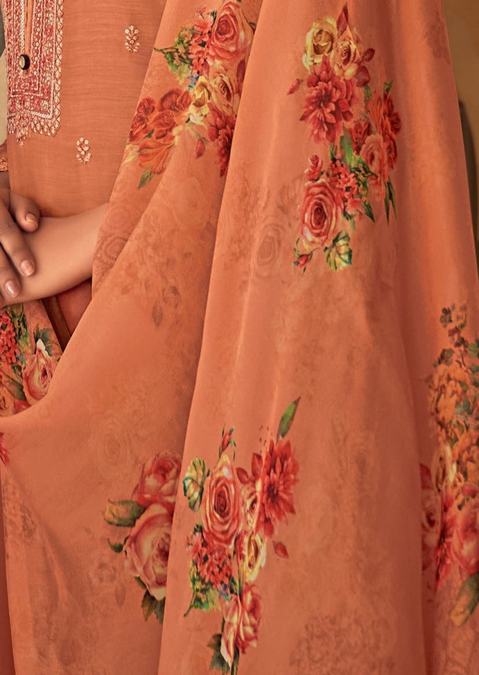 Shaira Cotton Silk Orange Salwaar Suit