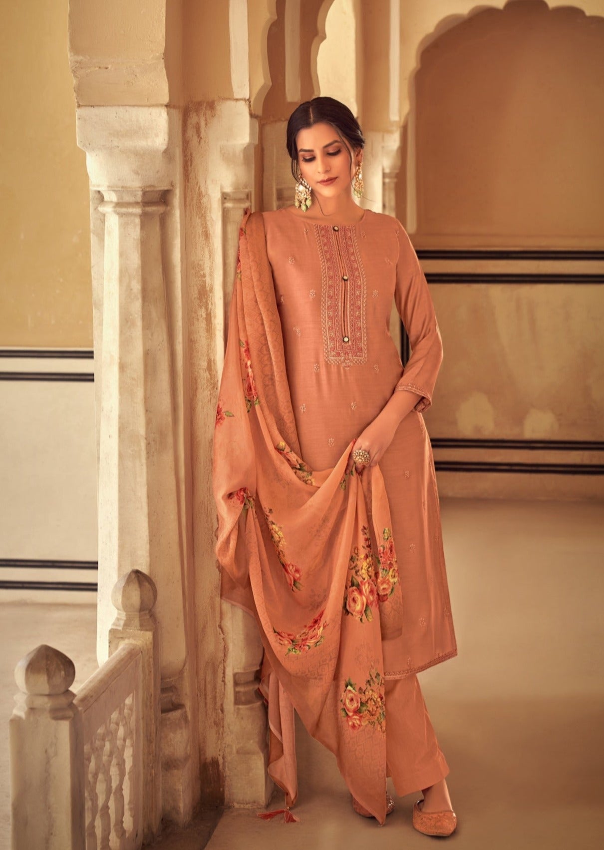 Shaira Cotton Silk Orange Salwaar Suit