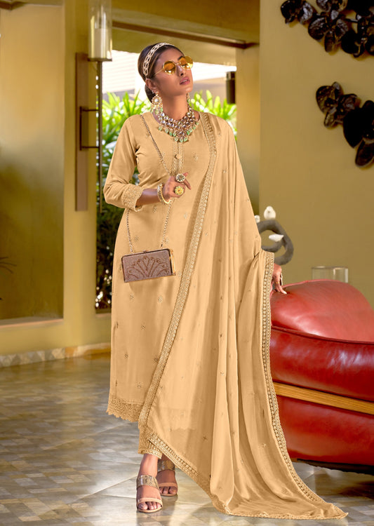 Pure Muslin Cream Salwar Suit