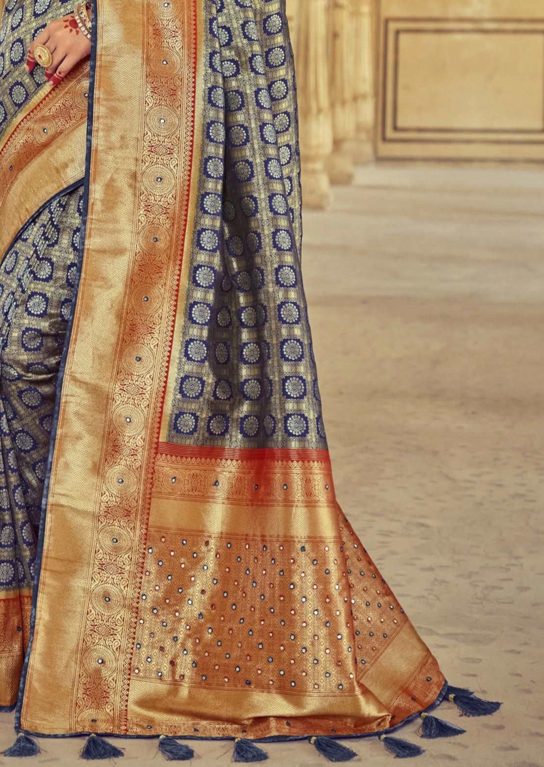 Banarasi Patola Silk Blue Bridal Brocade Saree