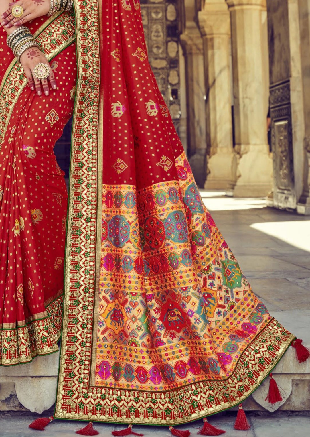 Banarasi Patola Silk Scarlet Red Bridal Saree