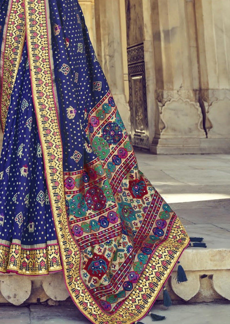 Banarasi Patola Silk Indigo Blue Bridal Saree