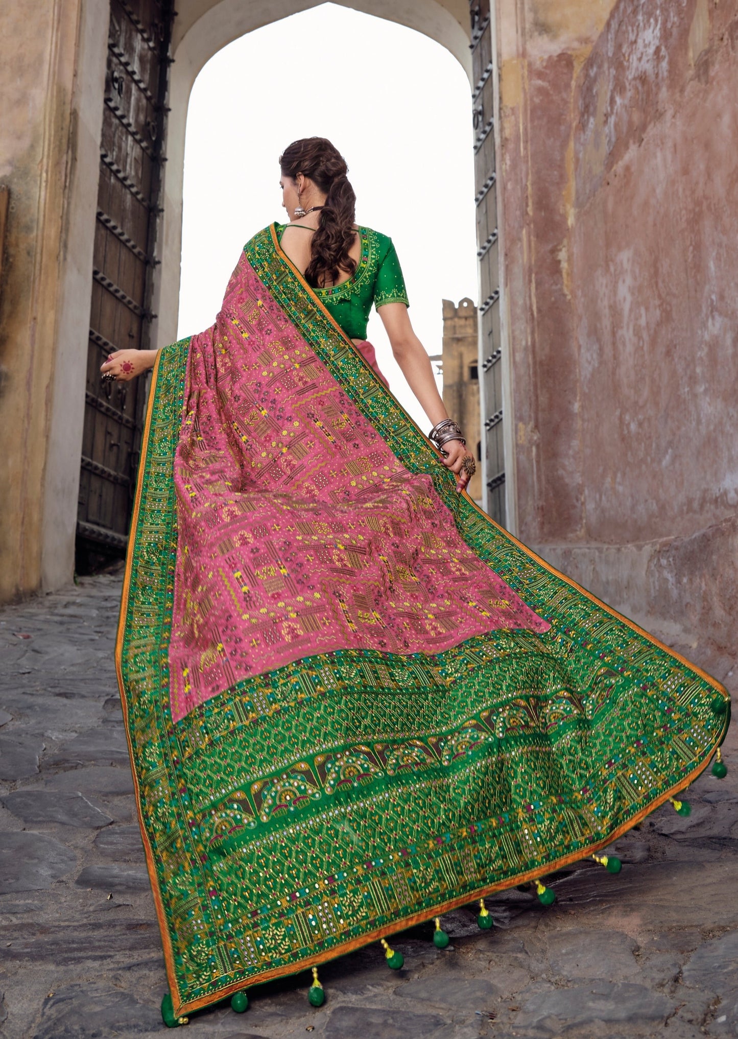 Banarasi Silk Kutchi Pink Saree