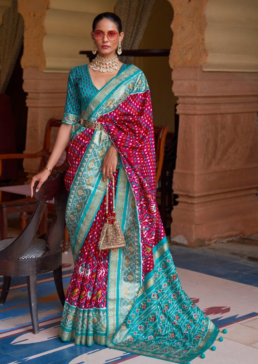 Patan Patola Silk Cherry Red Saree