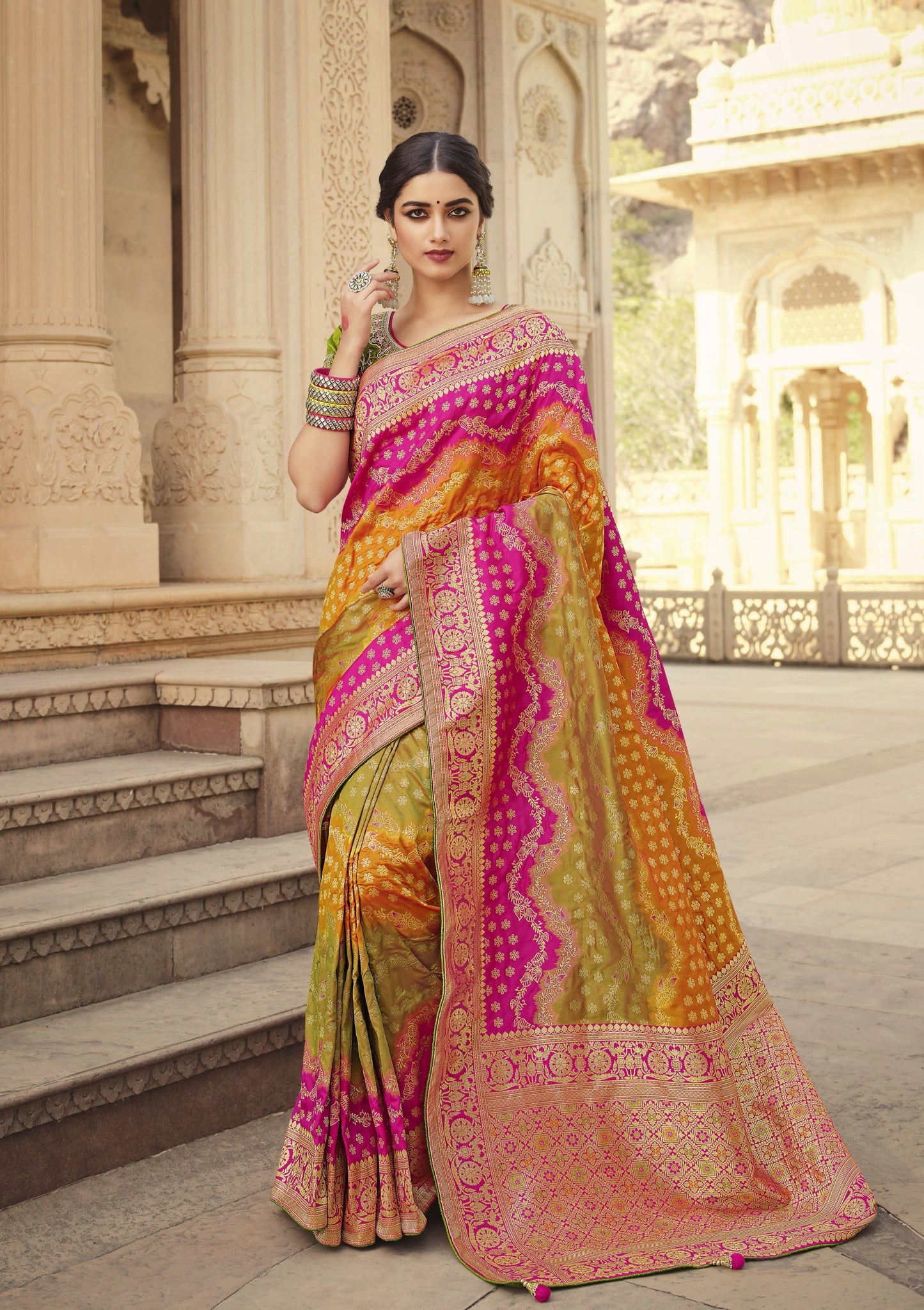 Pure Banarasi Silk Multicolor Handloom Saree