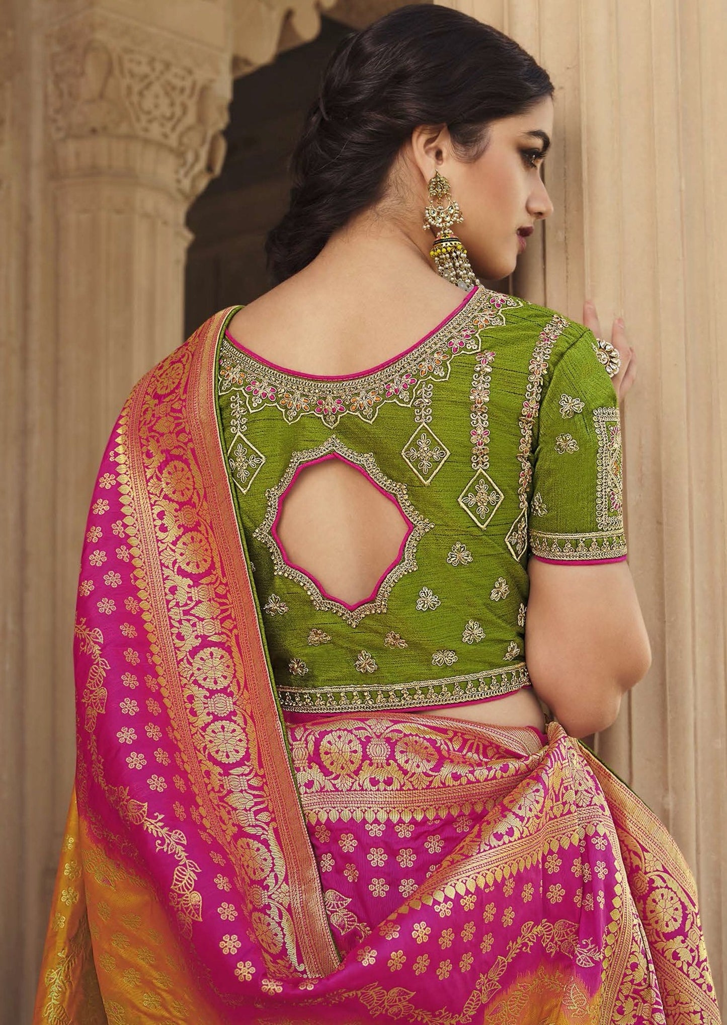 Pure Banarasi Silk Multicolor Handloom Saree