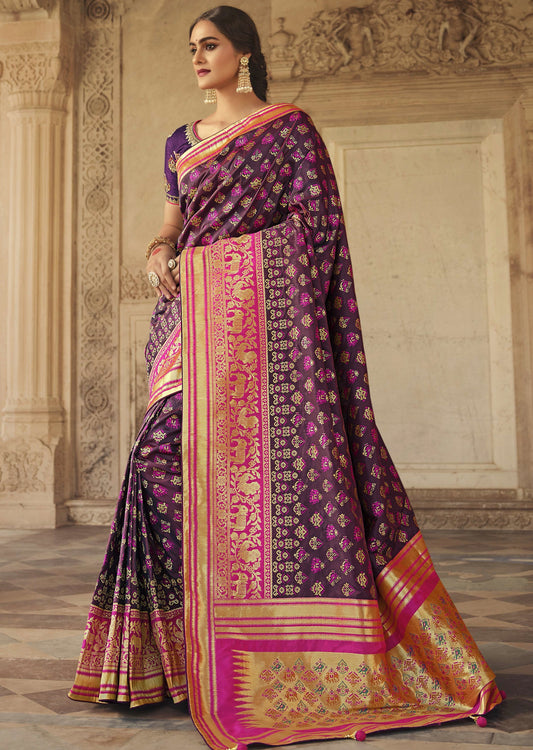 Banarasi Patola Silk Burgundy Saree