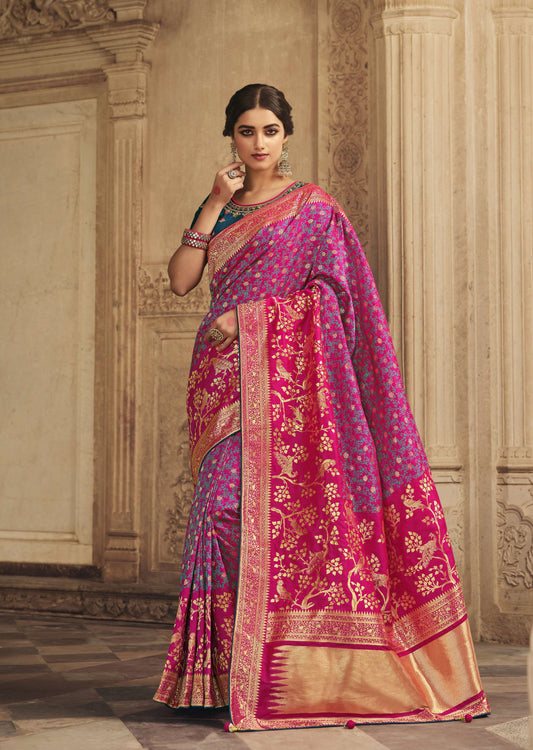 Pure Banarasi Silk Handloom Saree (Red & Pink)