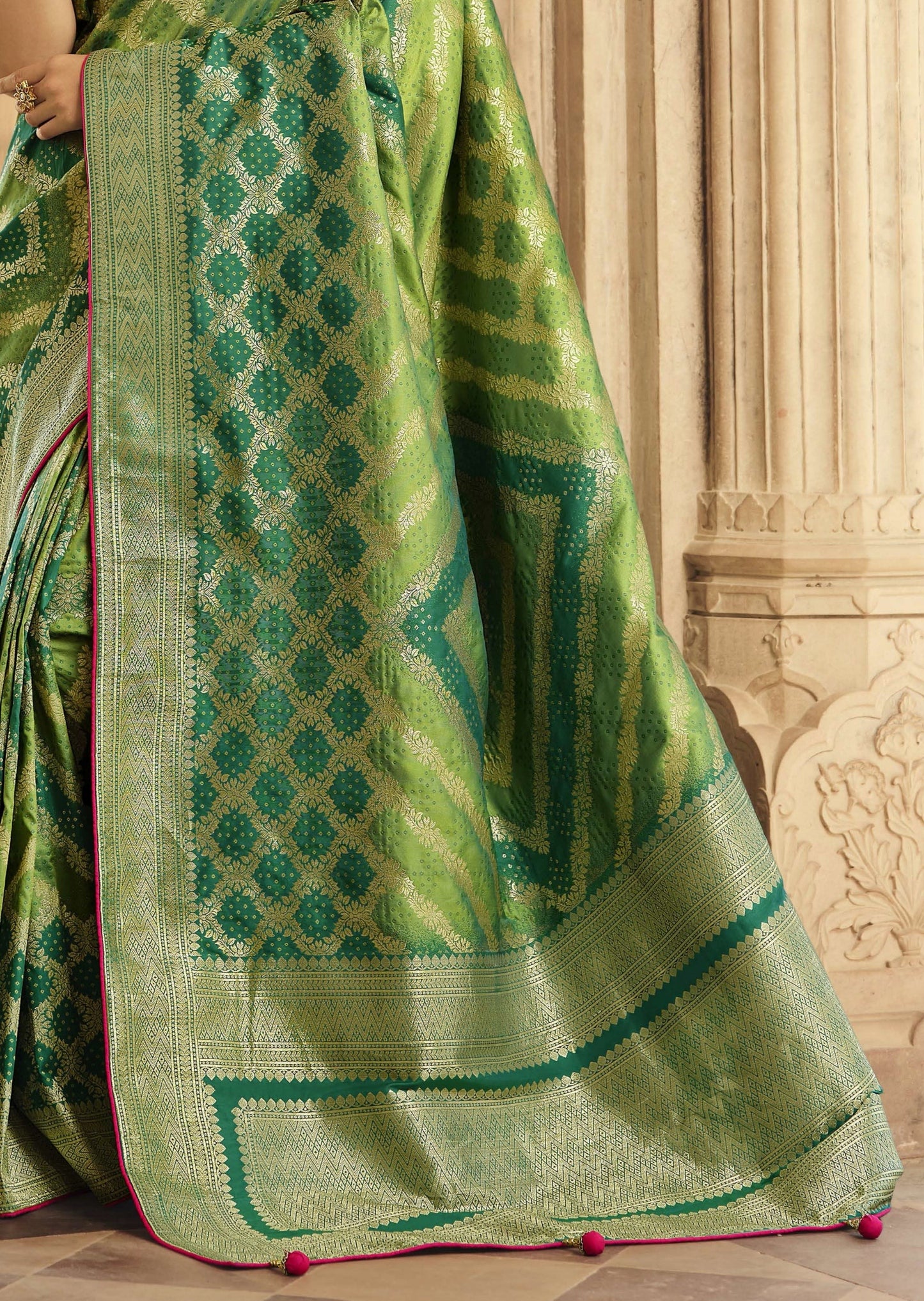 Pure Banarasi Silk Bridal Green Handloom Saree