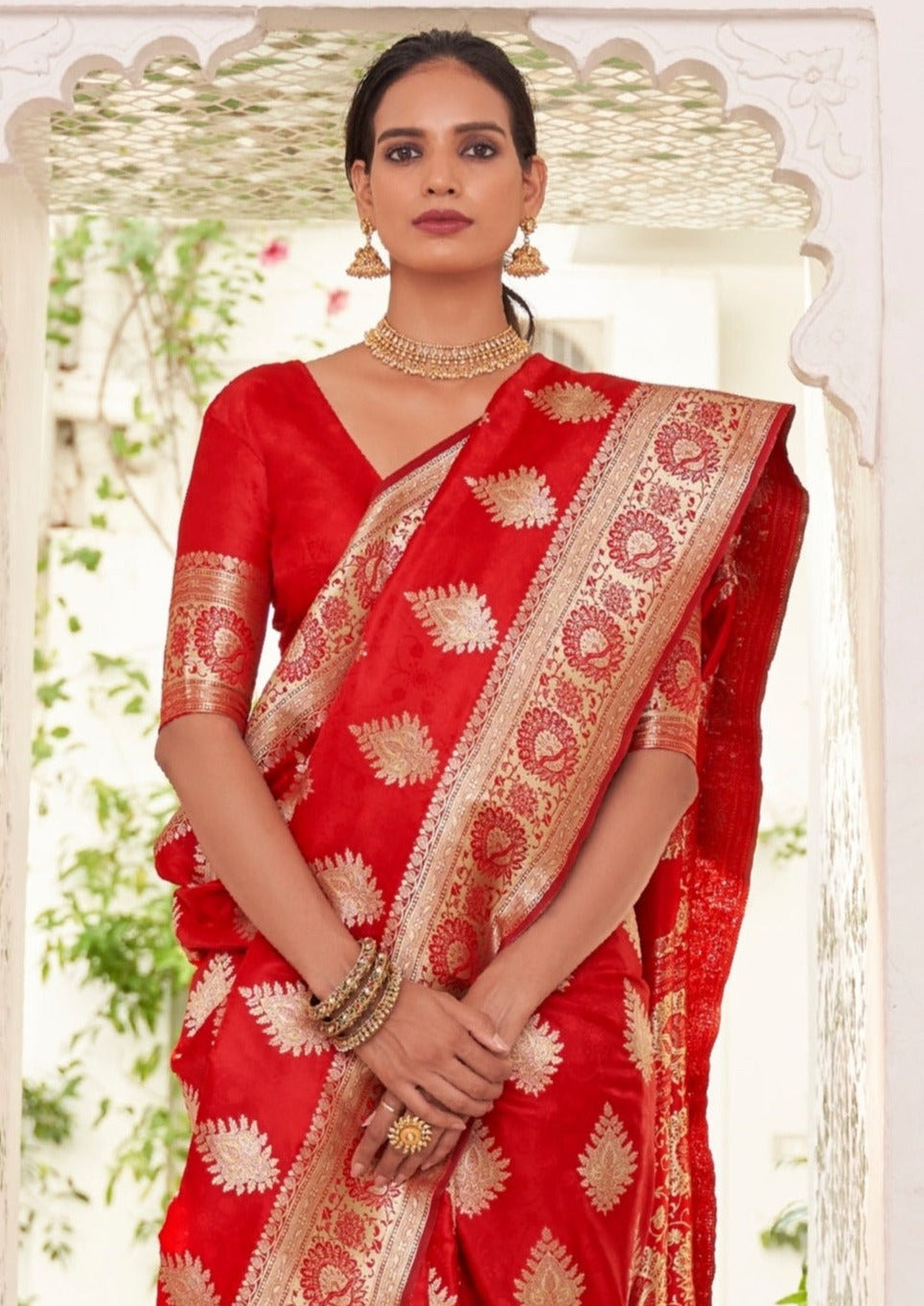 Banarasi Silk Red Bridal Handloom Saree