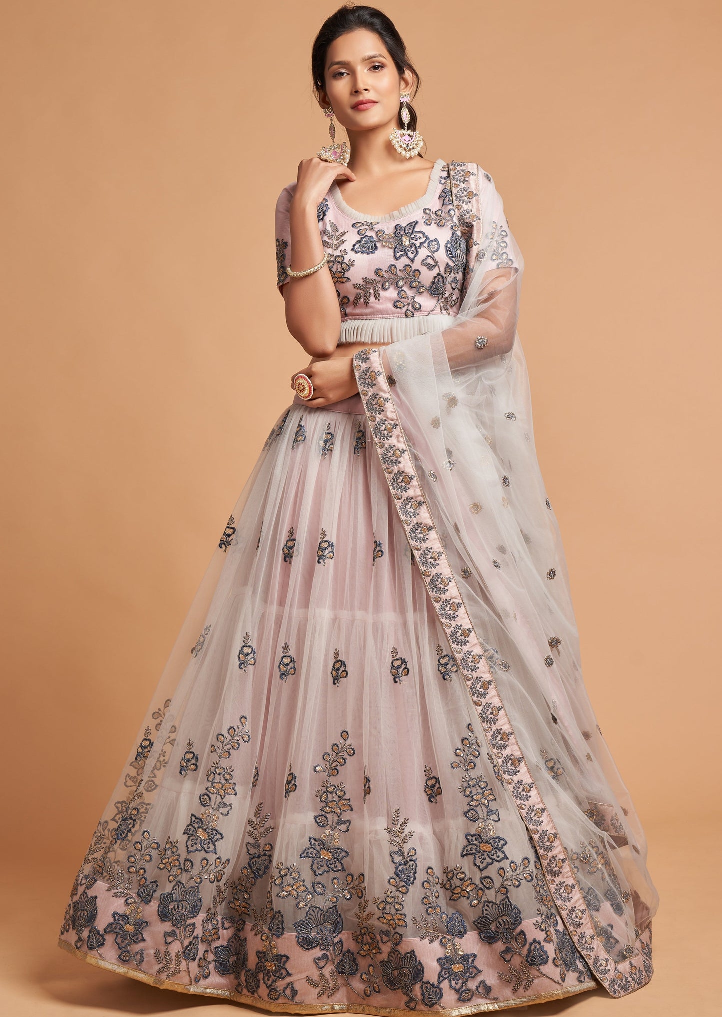 Premium Light Pink Bridal Lehenga Pakistani Designer Wear Online – Nameera  by Farooq
