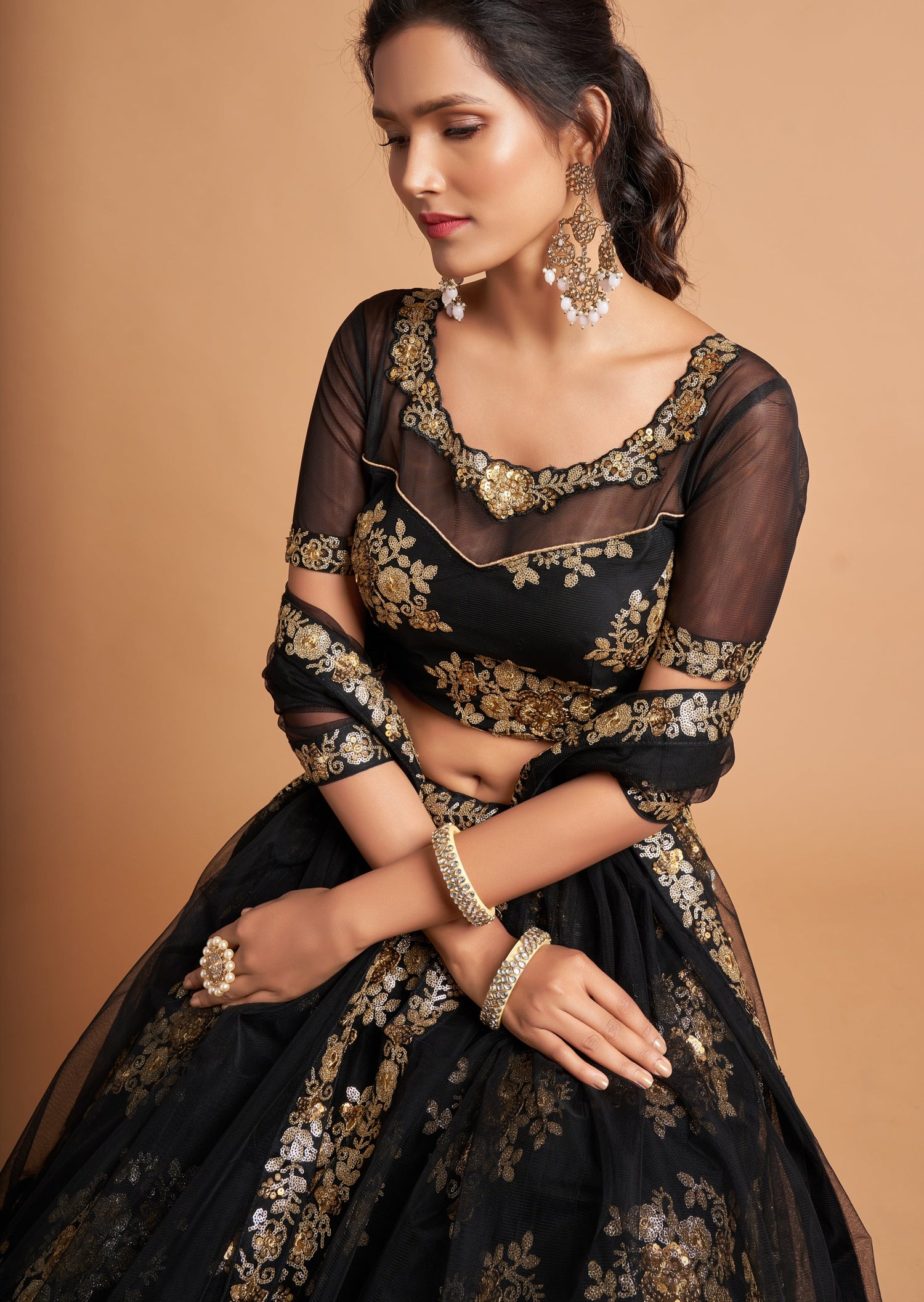 Women's Black And Gold Lehenga Set - Label Shaurya Sanadhya | Indian  dresses, Dress indian style, Indian fashion