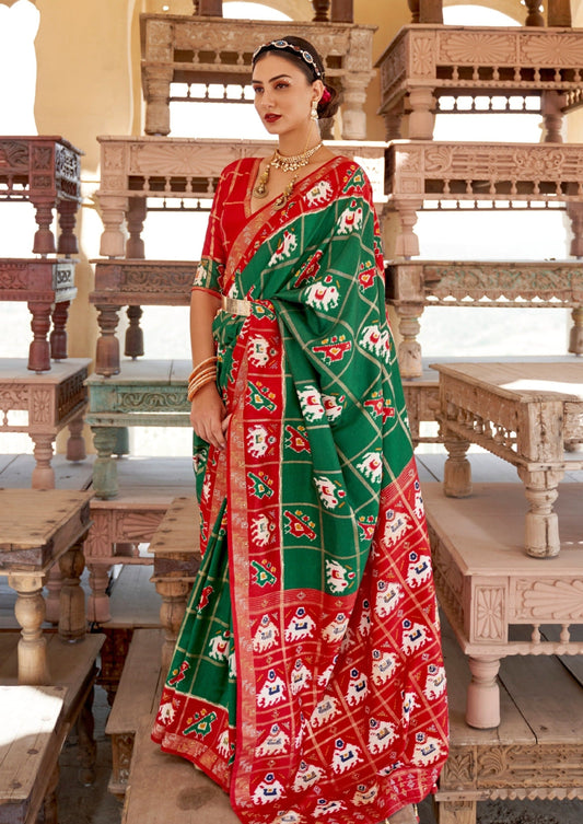 Patan Patola Emerald Green Saree