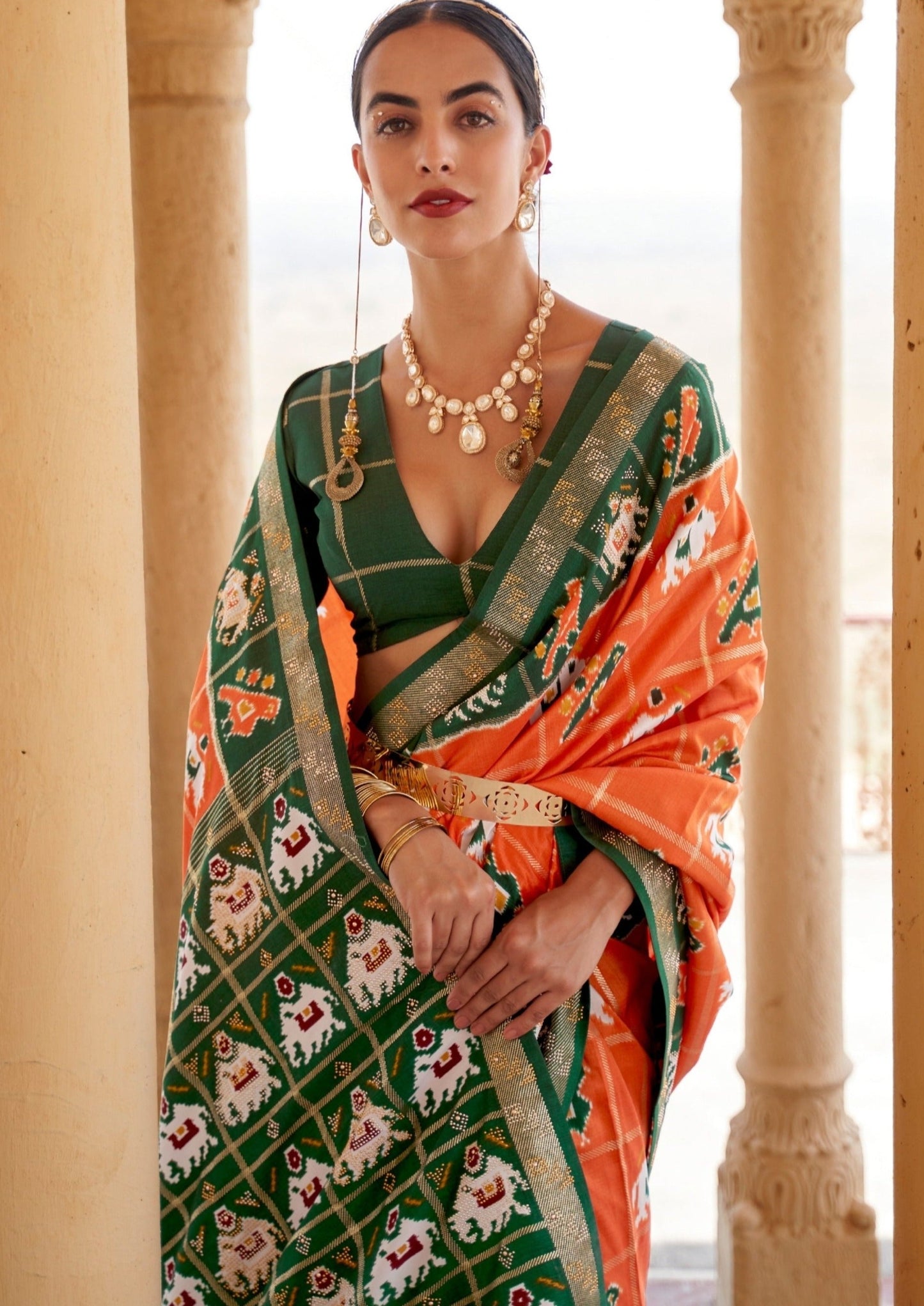 Patan Patola Narangi Orange Saree