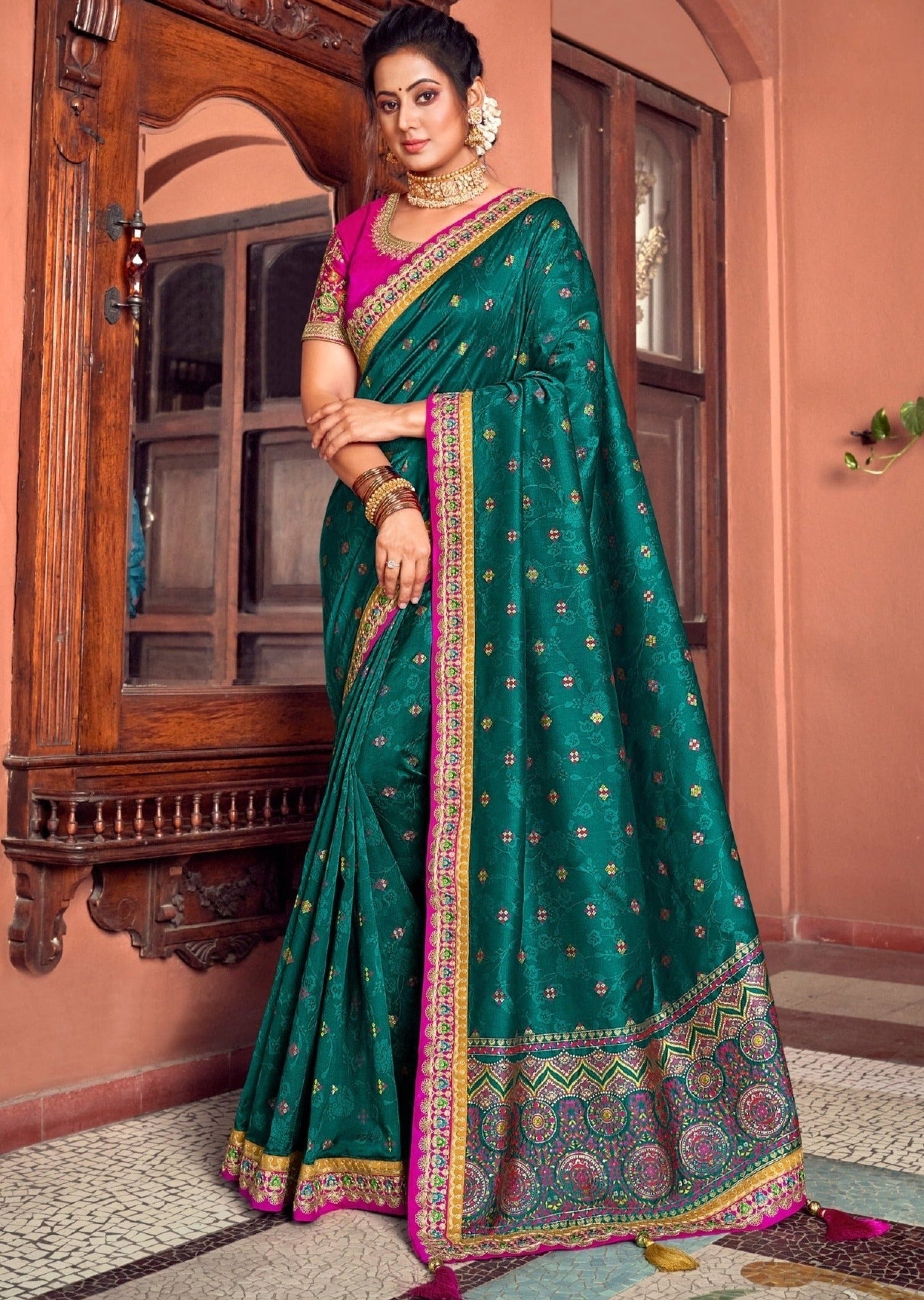 Green Bridal saree