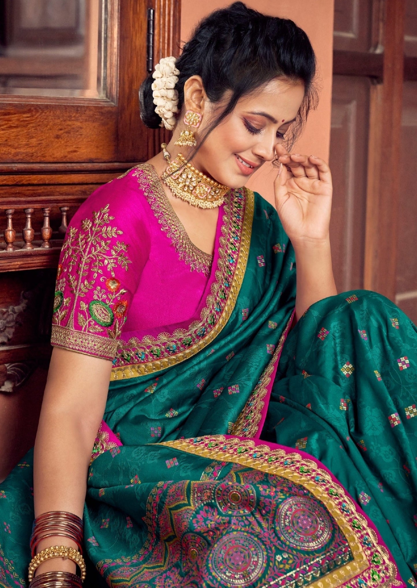Shobhita Silk Bottle Green Saree