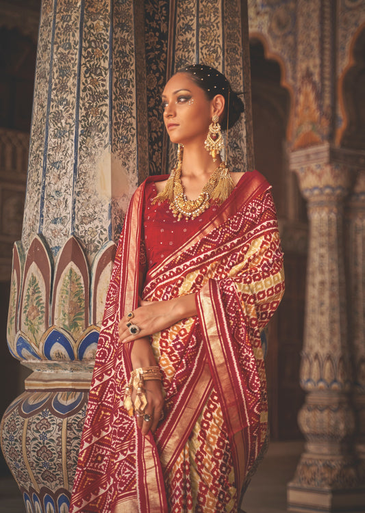 Red and Yellow Patola Saree