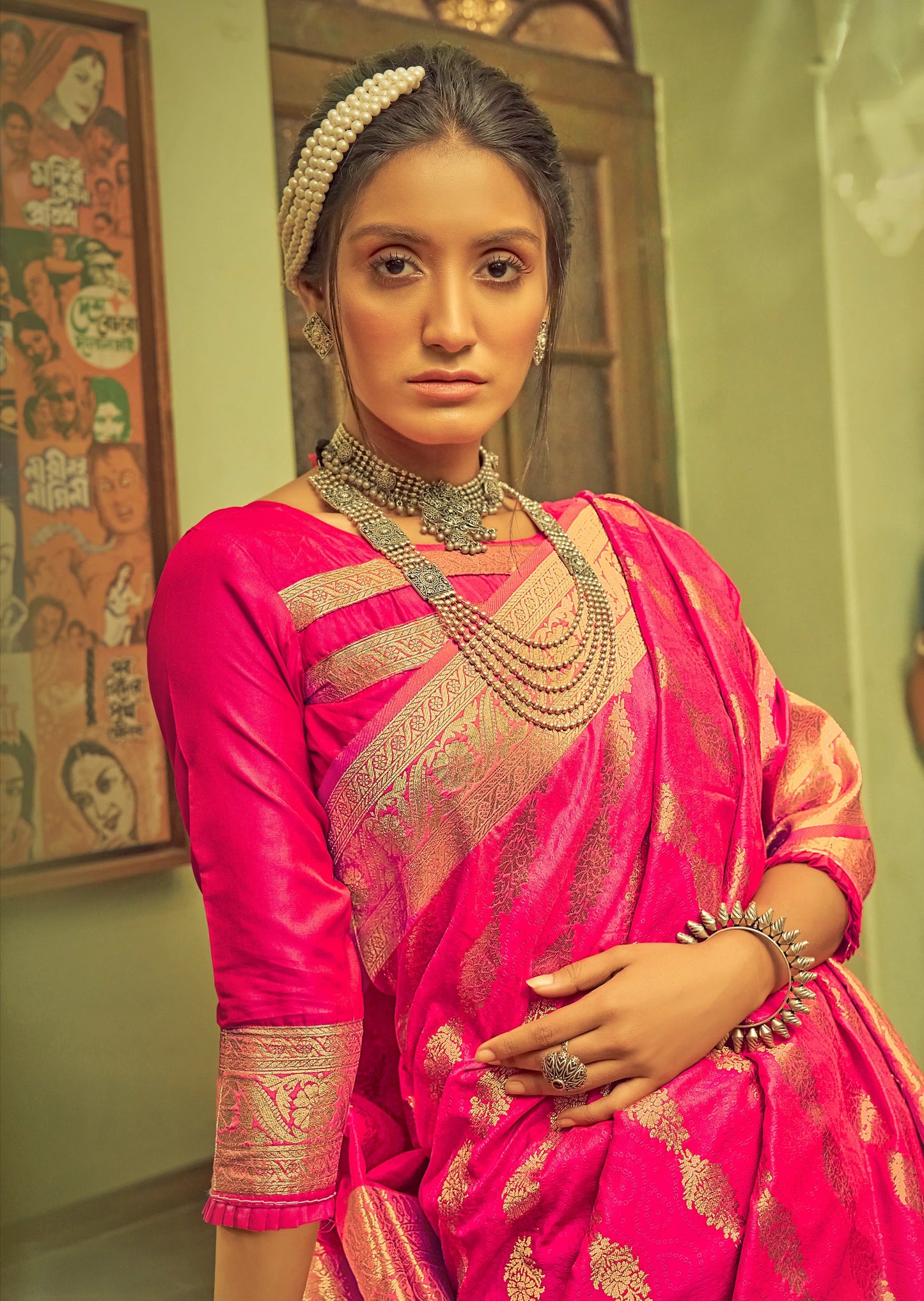 Soft Banarasi Silk Pink Bridal Saree