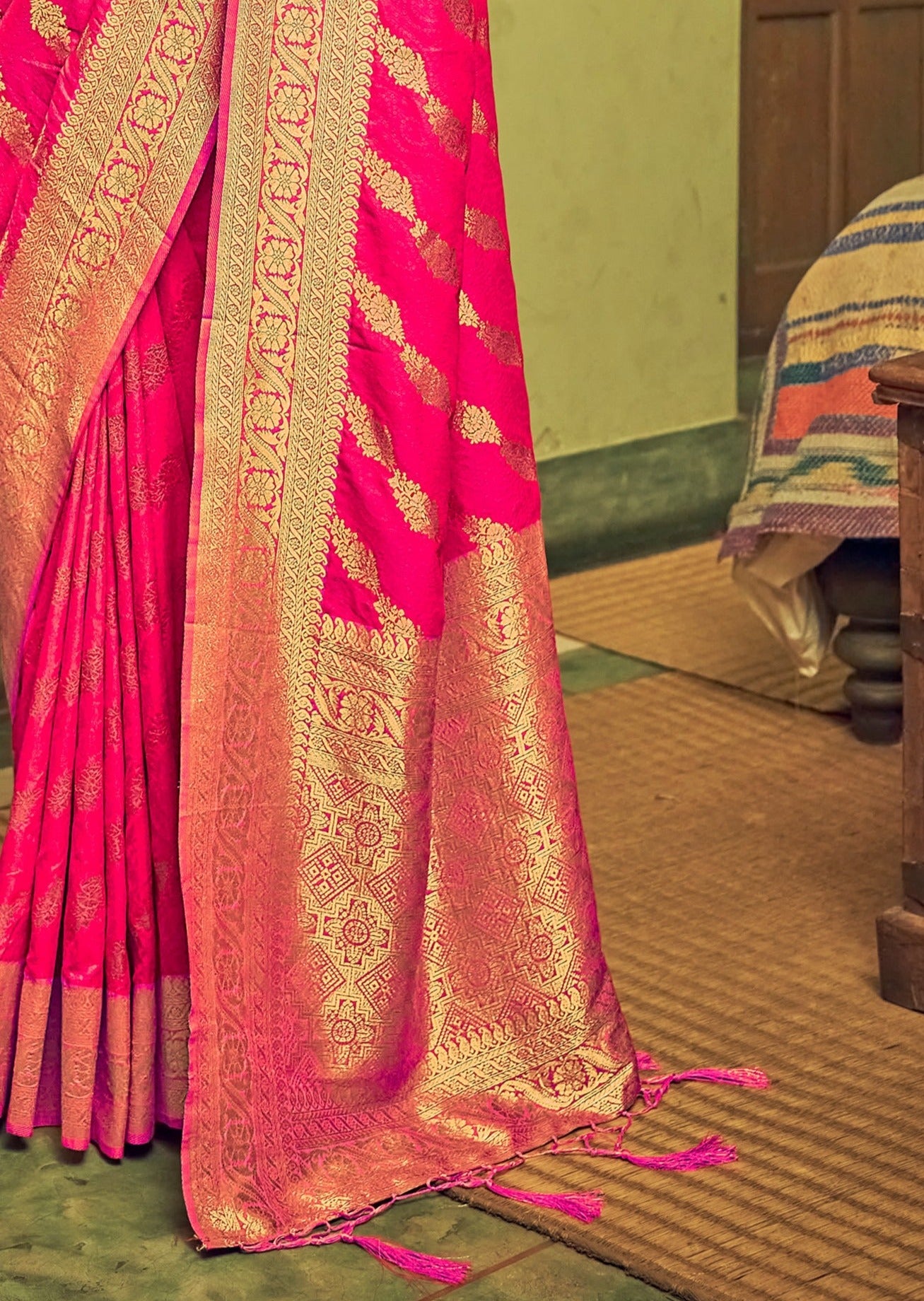 Soft Banarasi Silk Pink Bridal Saree