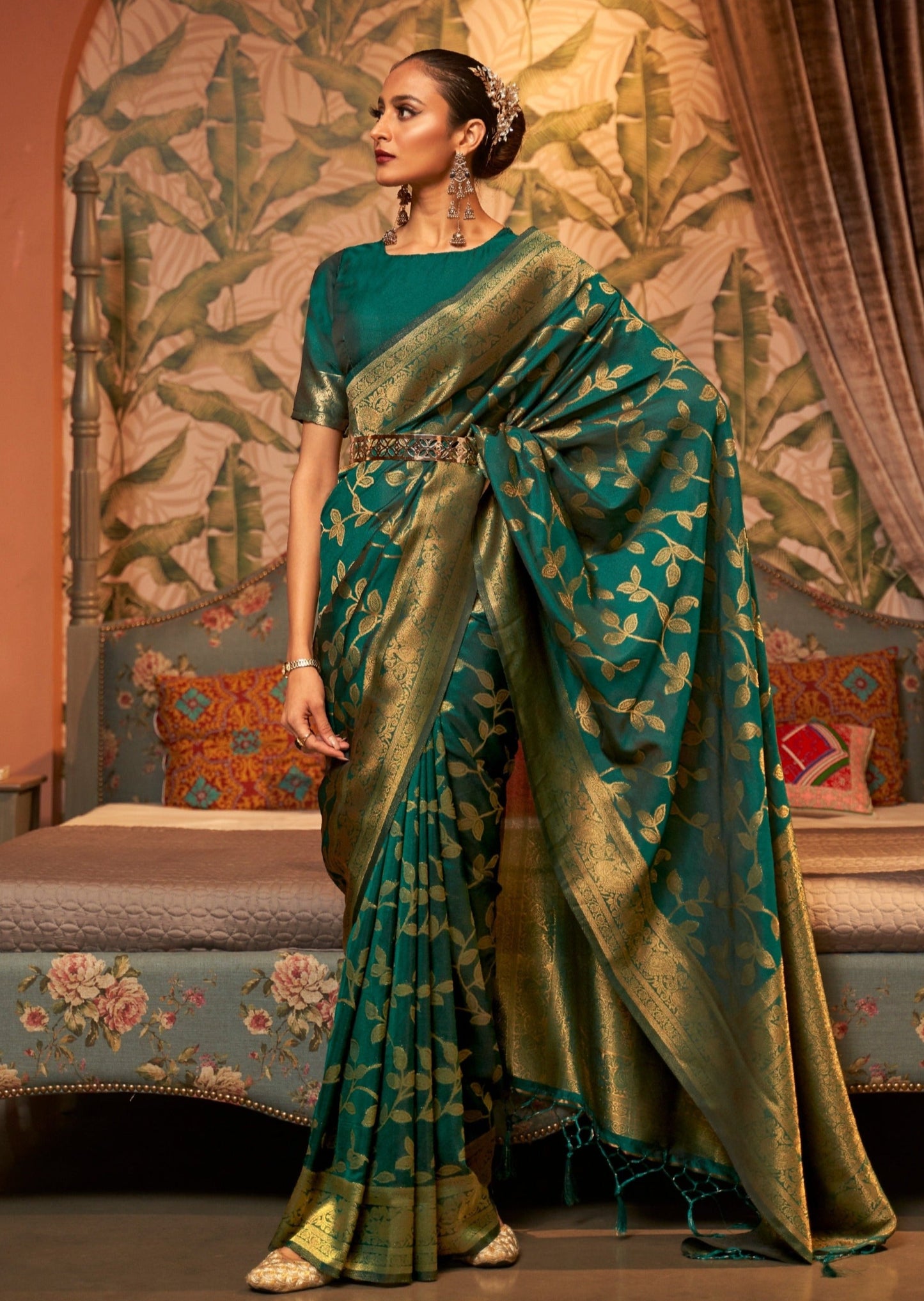 Soft Banarasi Silk Dark Green Saree