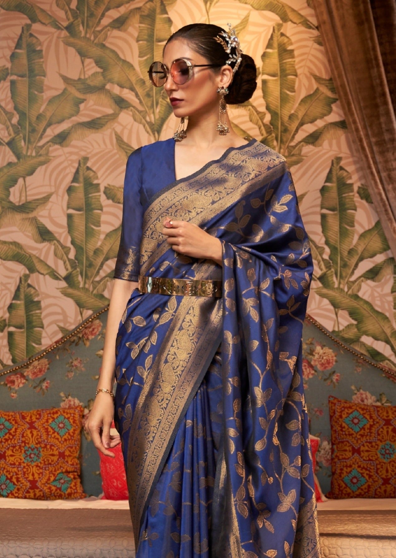 Banarasi Silk Ink Blue Saree