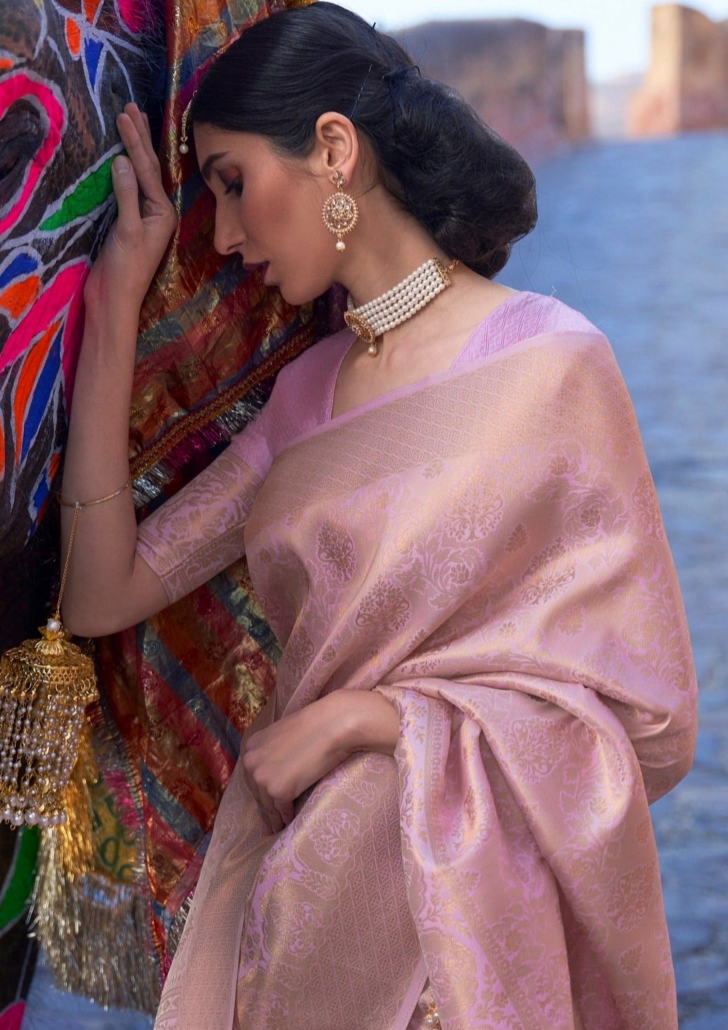 Light Pink Kanjivaram Silk Saree