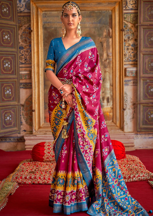 Mirror work silk saree