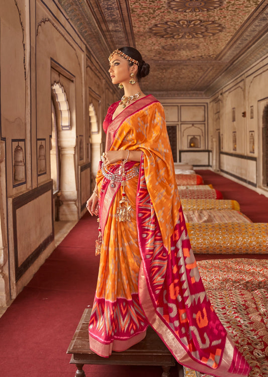 Patola Yellow Ikat Saree